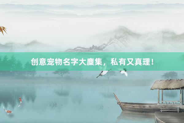 创意宠物名字大麇集，私有又真理！